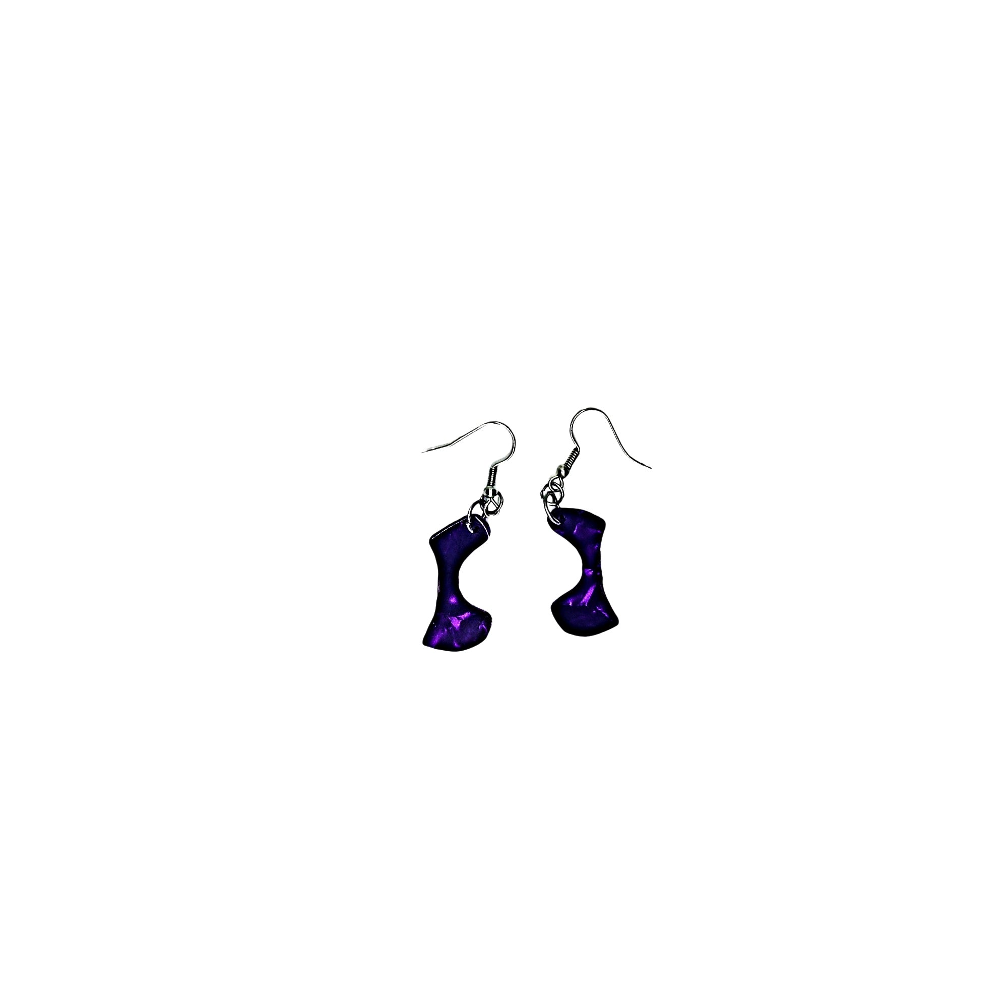One of a Kind Purple Guitar Pick Earrings
