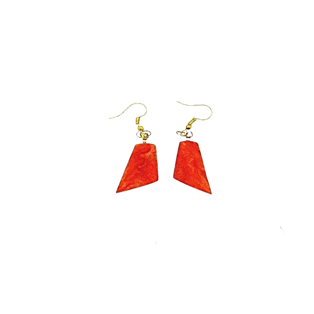 One of a Kind Red Orange Acrylic Earring