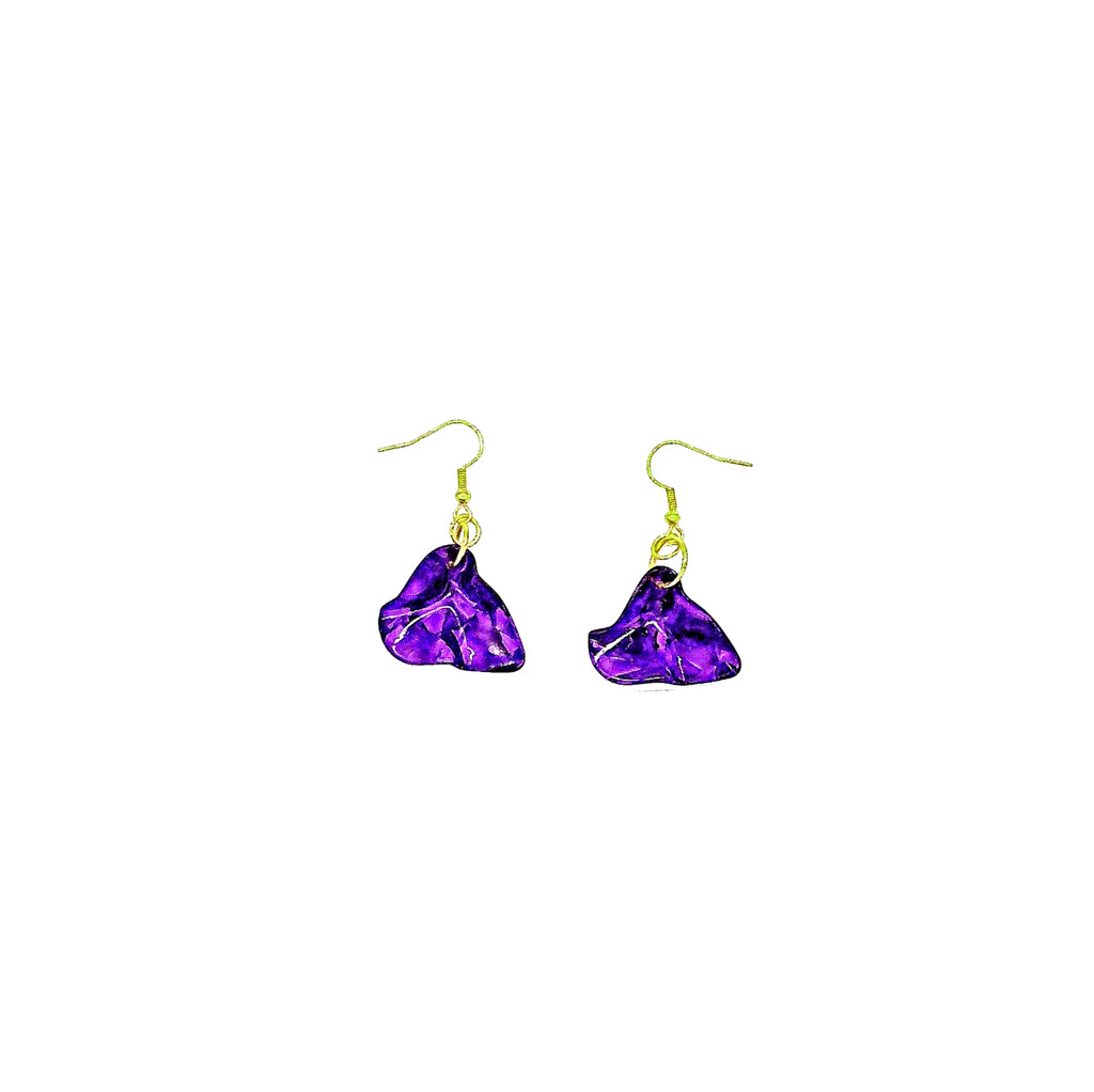One of a Kind Purple Guitar Pick Earrings