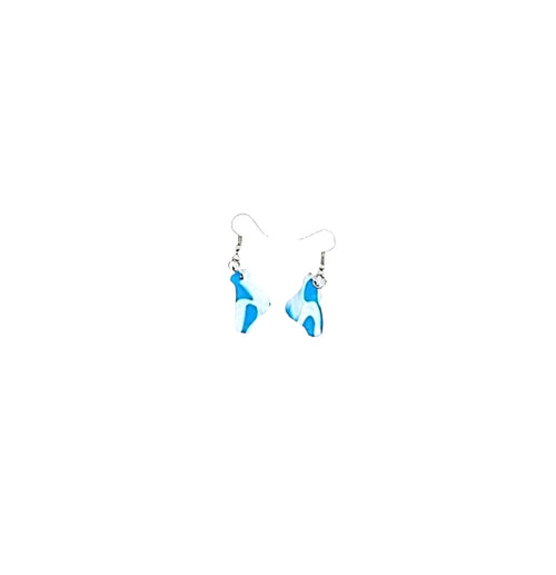 One of a Kind  Blue Waves Acrylic Earring