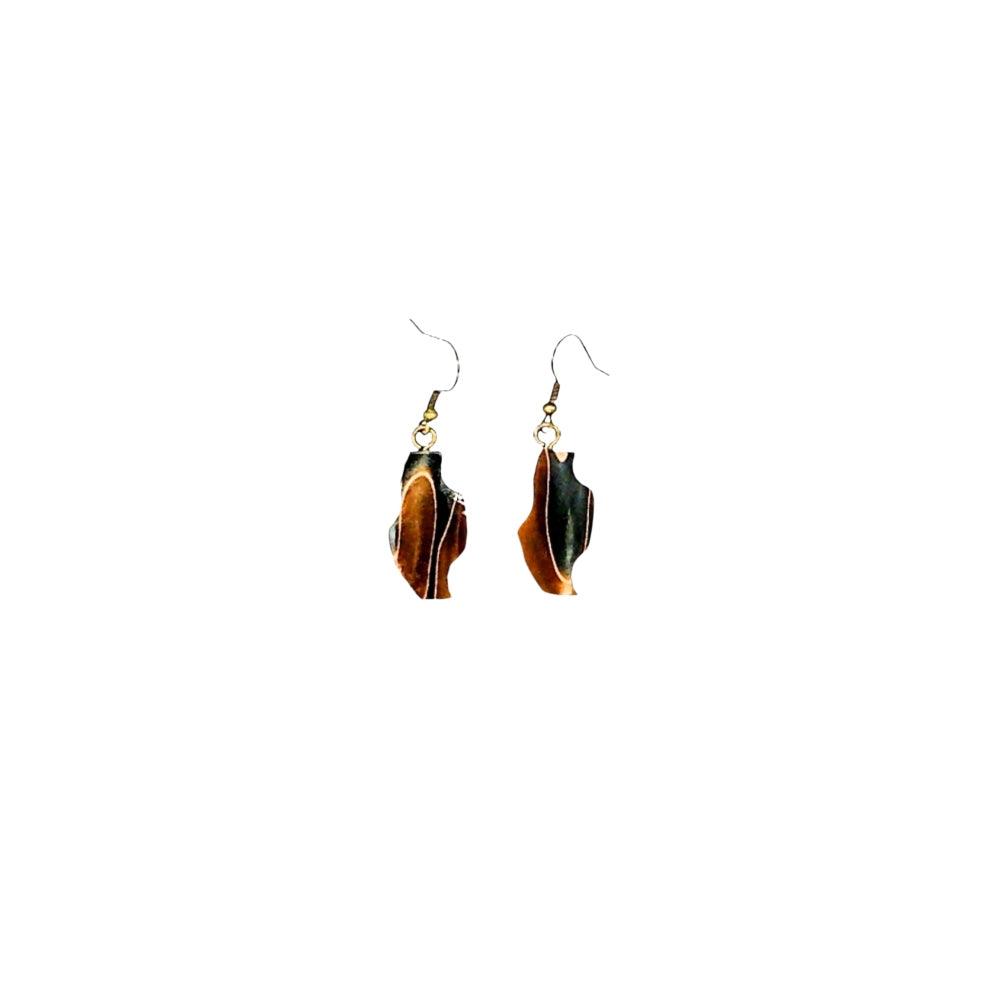 One of a Kind  Brown and Black Stripe Acrylic Earring