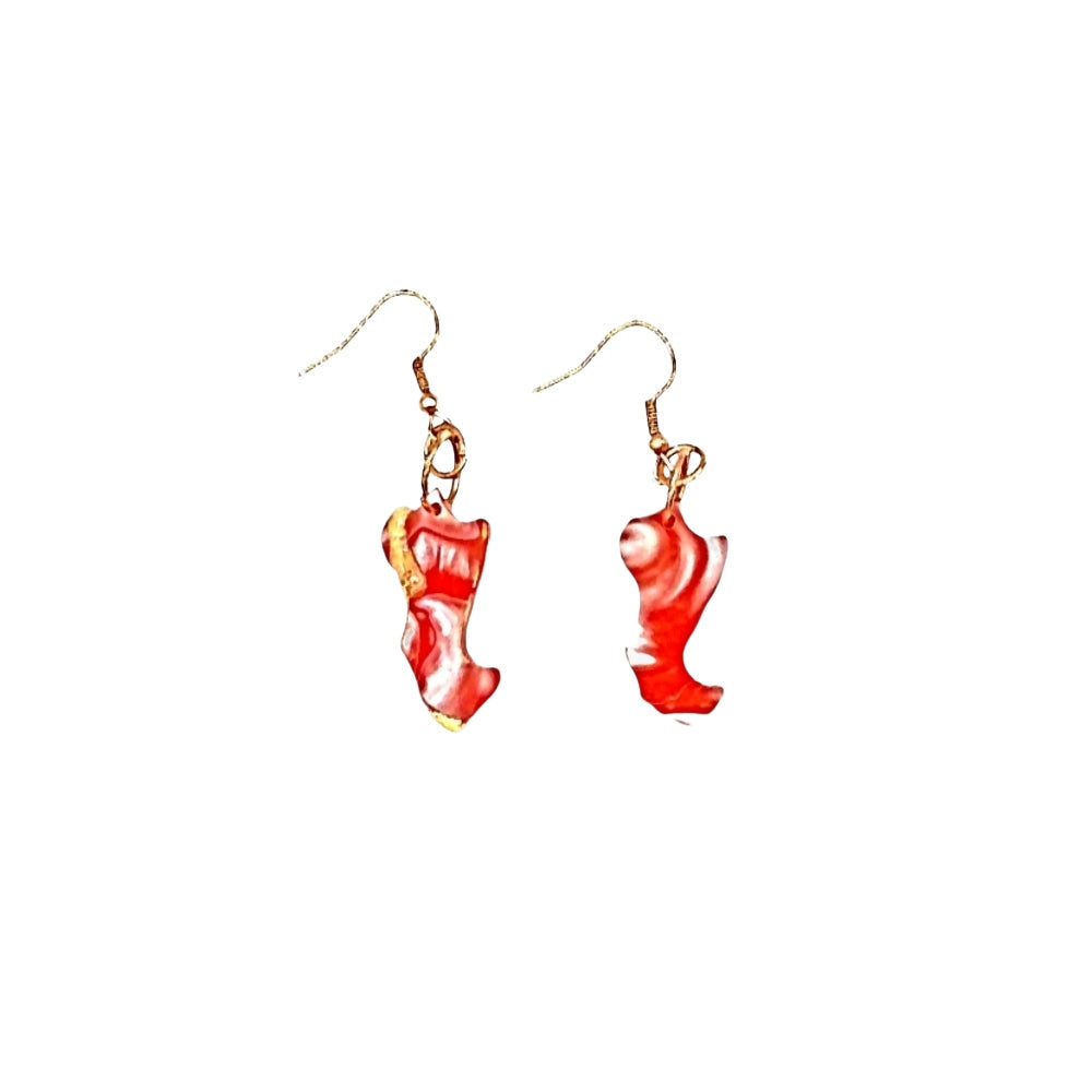 One of a Kind Red Orange Acrylic Earring