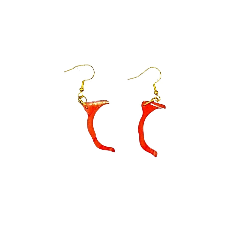 One of a Kind Red Orange Acrylic Earring