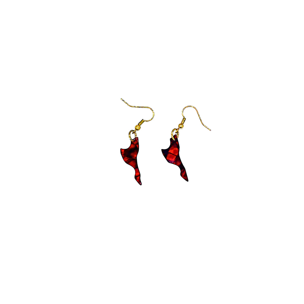 One of a Kind Red Guitar Pick Earrings