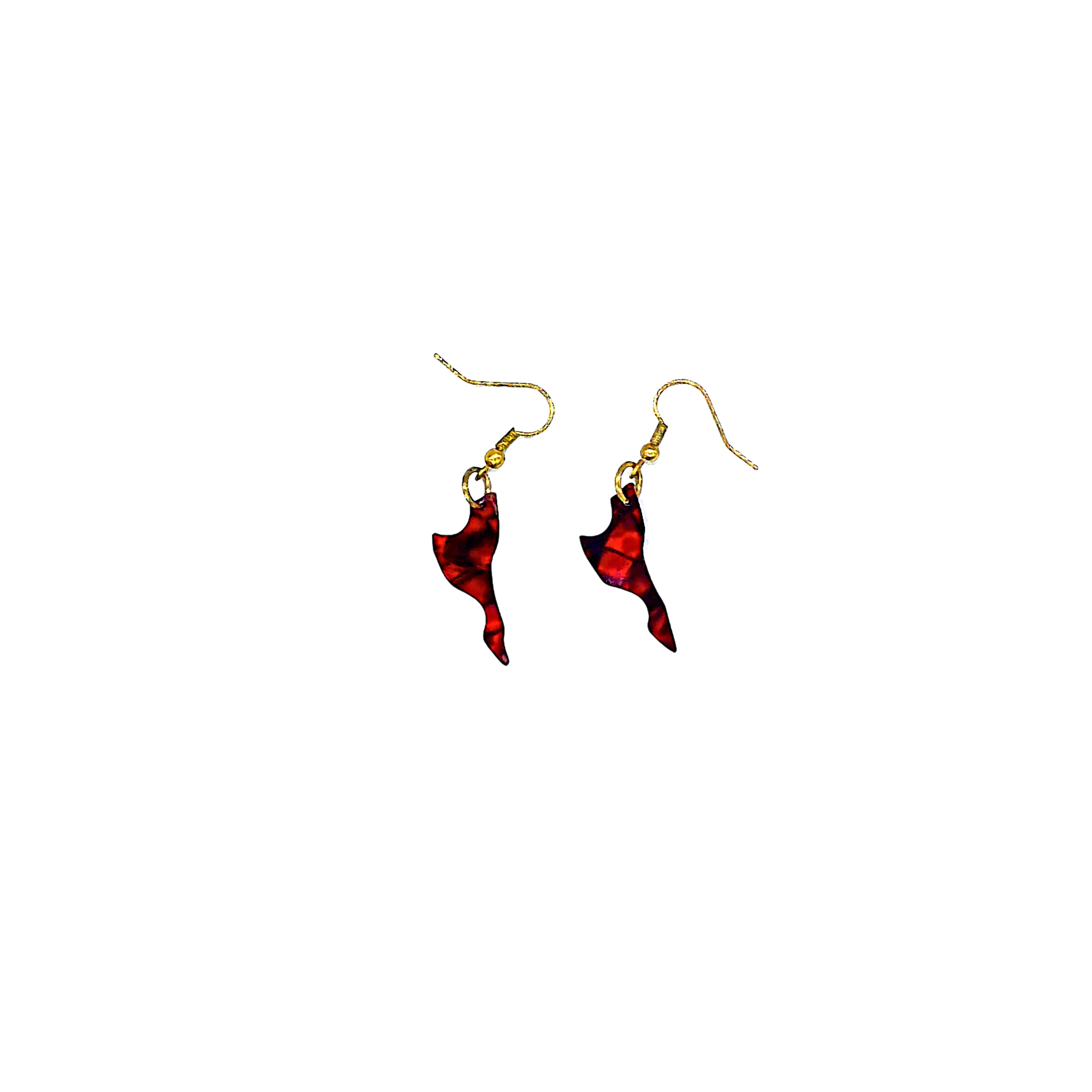 One of a Kind Red Guitar Pick Earrings