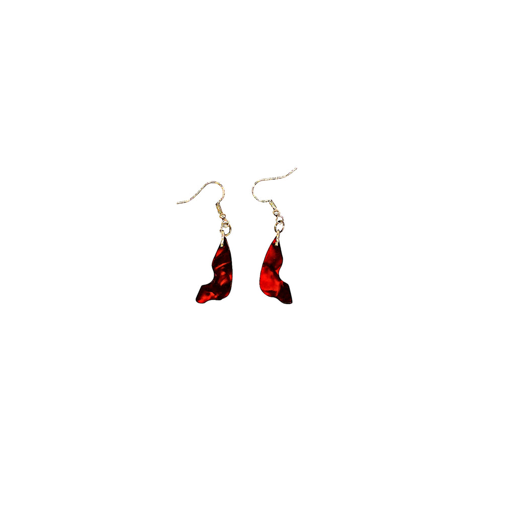 One of a Kind Red Guitar Pick Earrings