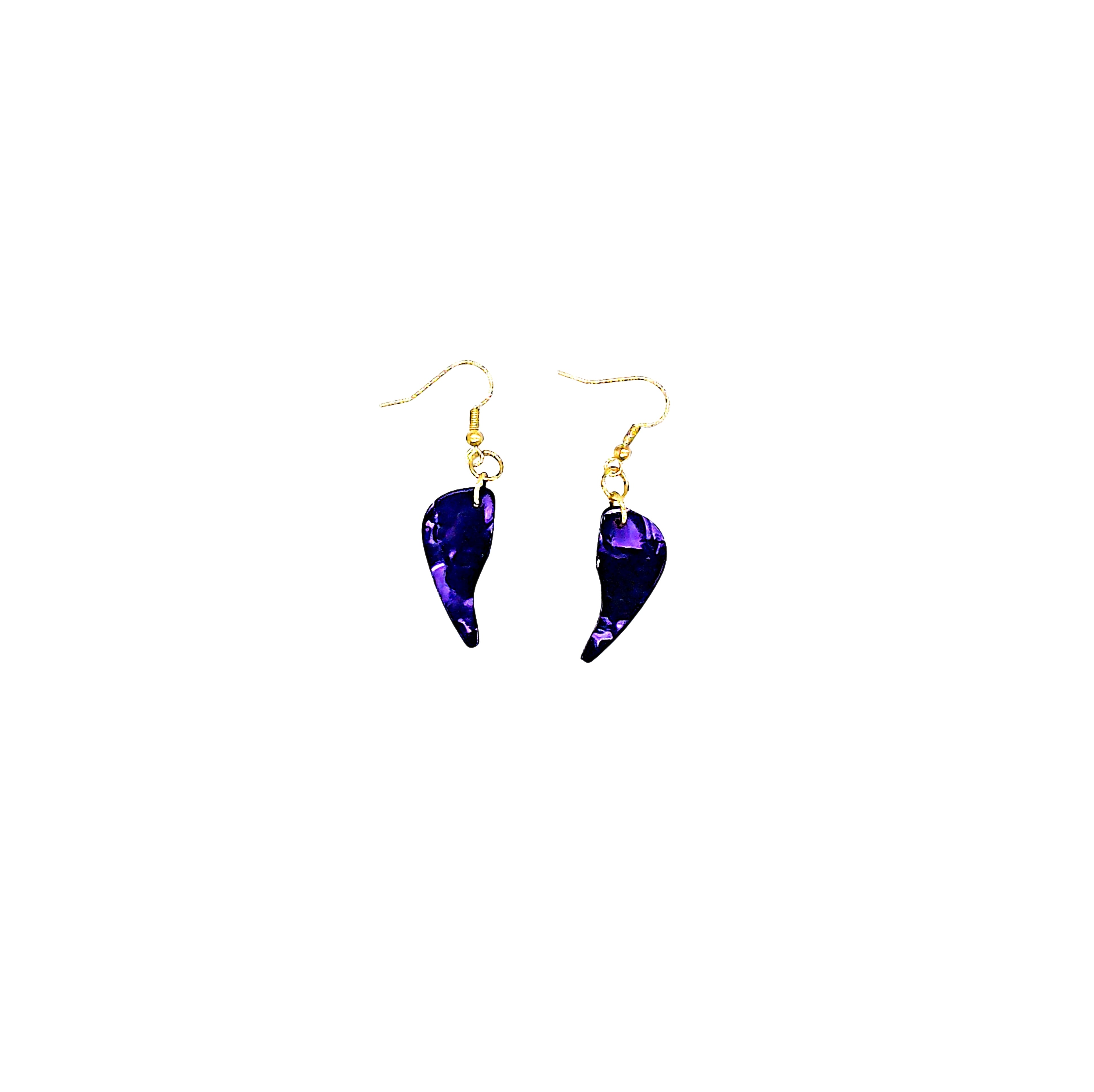 One of a Kind Purple Guitar Pick Earrings