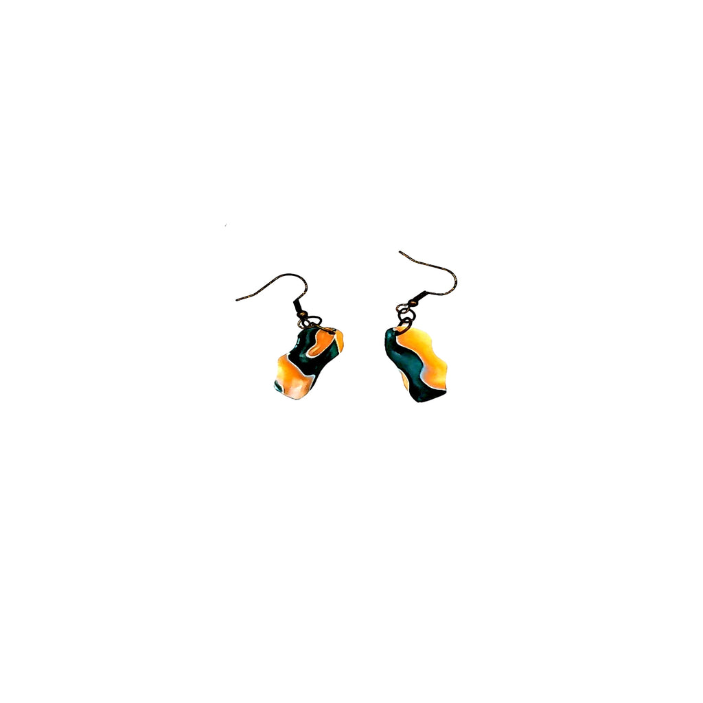 One of a Kind  Orange and Black Acrylic Earring