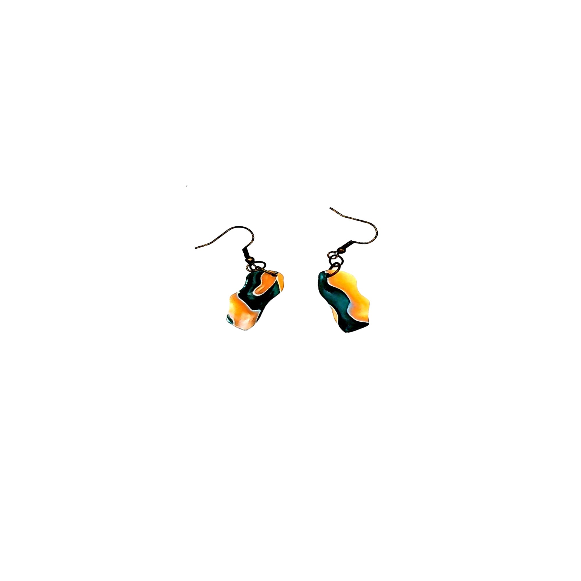 One of a Kind  Orange and Black Acrylic Earring