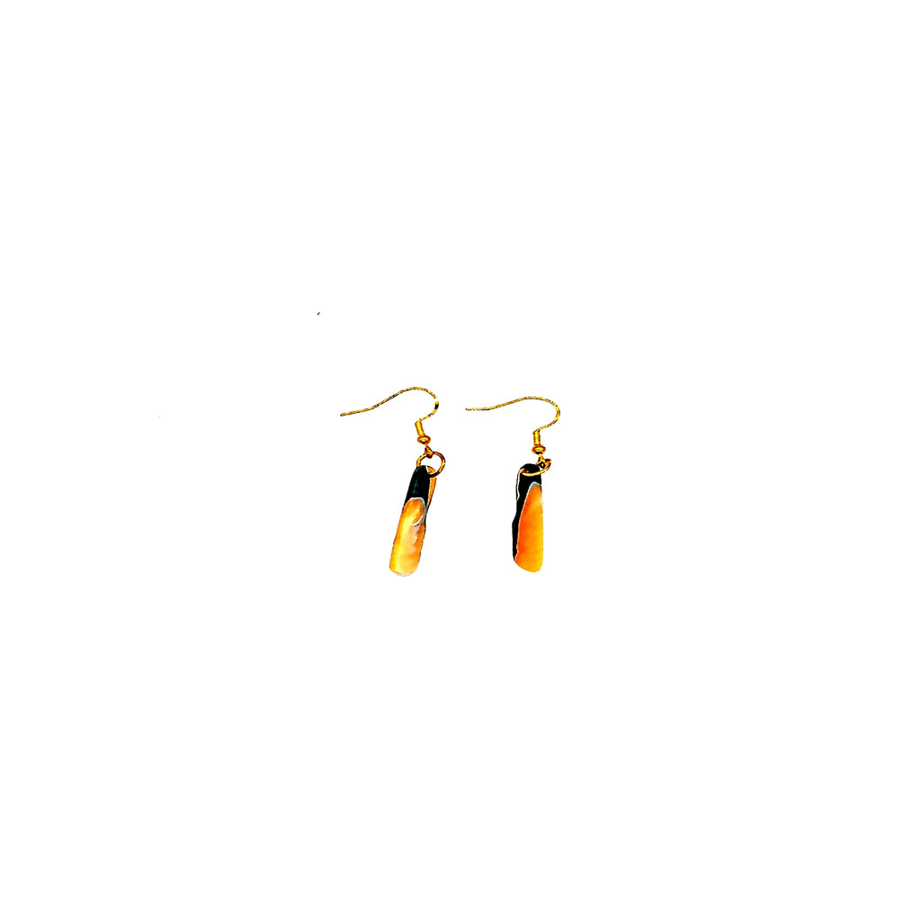 One of a Kind  Orange and Black Acrylic Earring