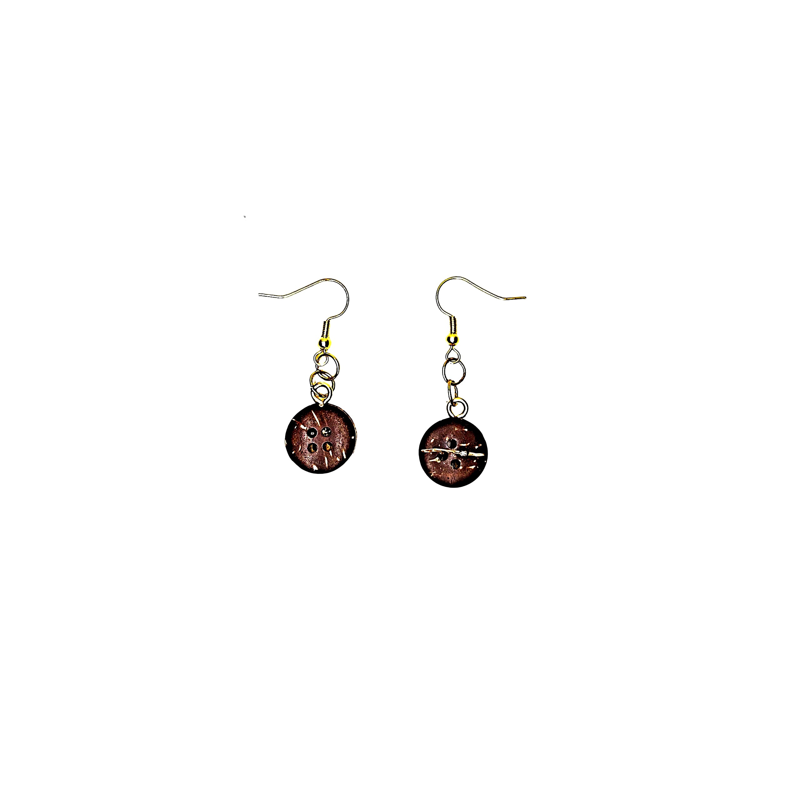 One of a Kind Dangling Coconut Shell Earring