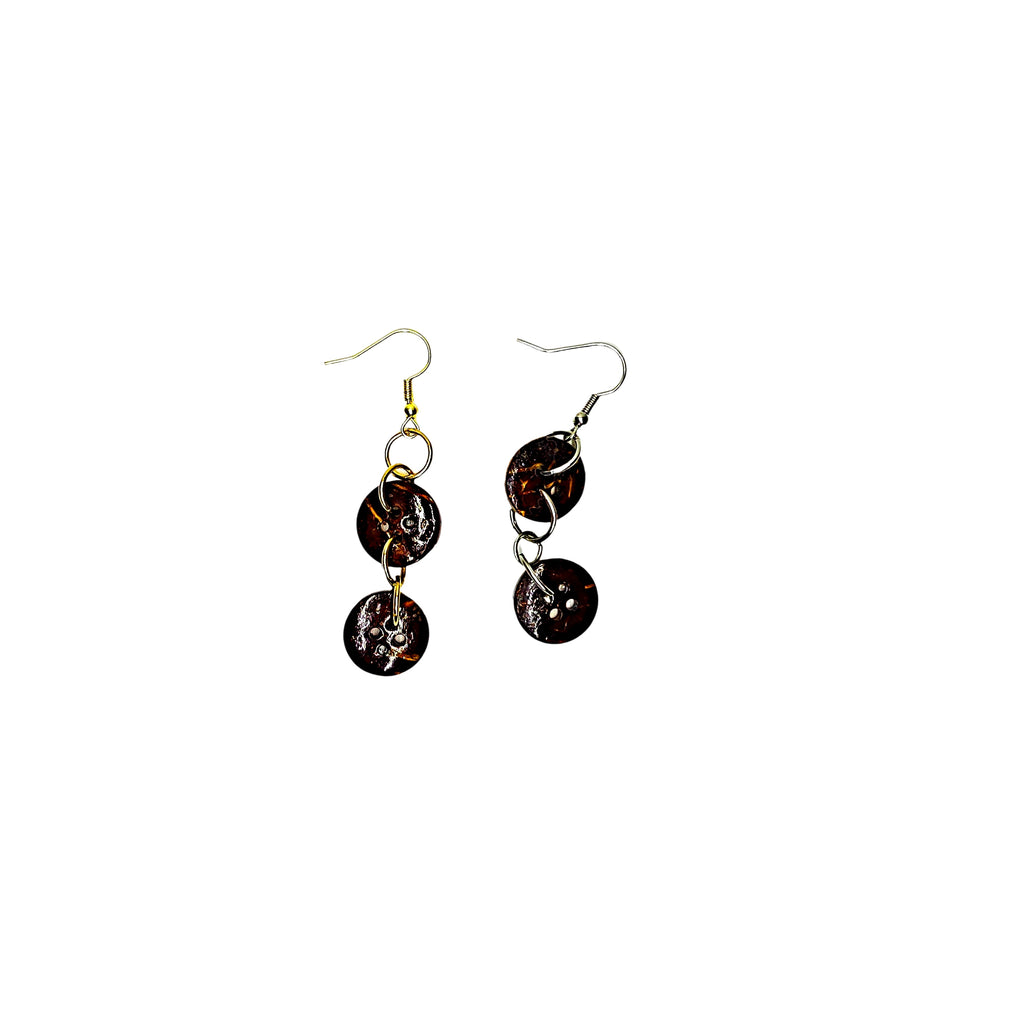 One of a Kind Dangling Coconut Shell Earring