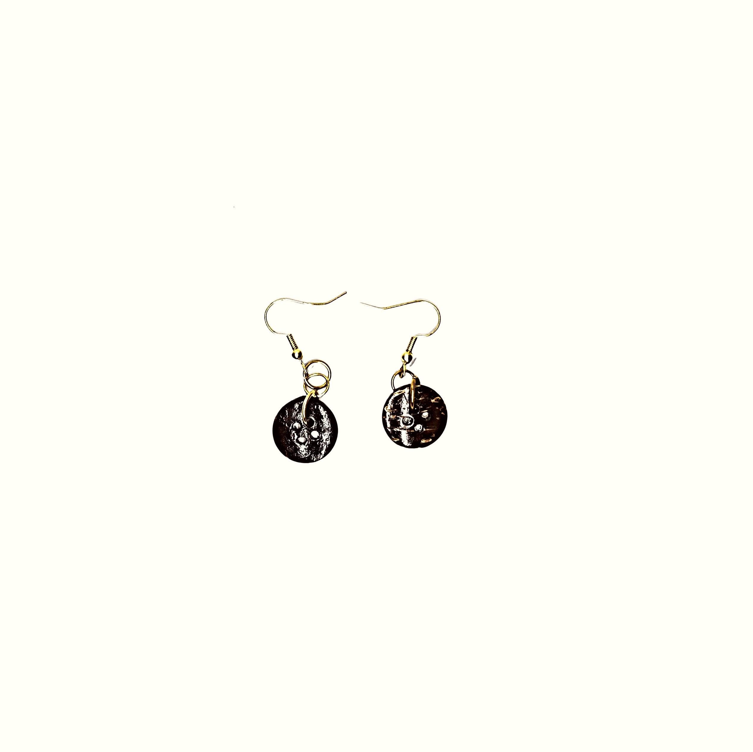 One of a Kind Dangling Coconut Shell Earring
