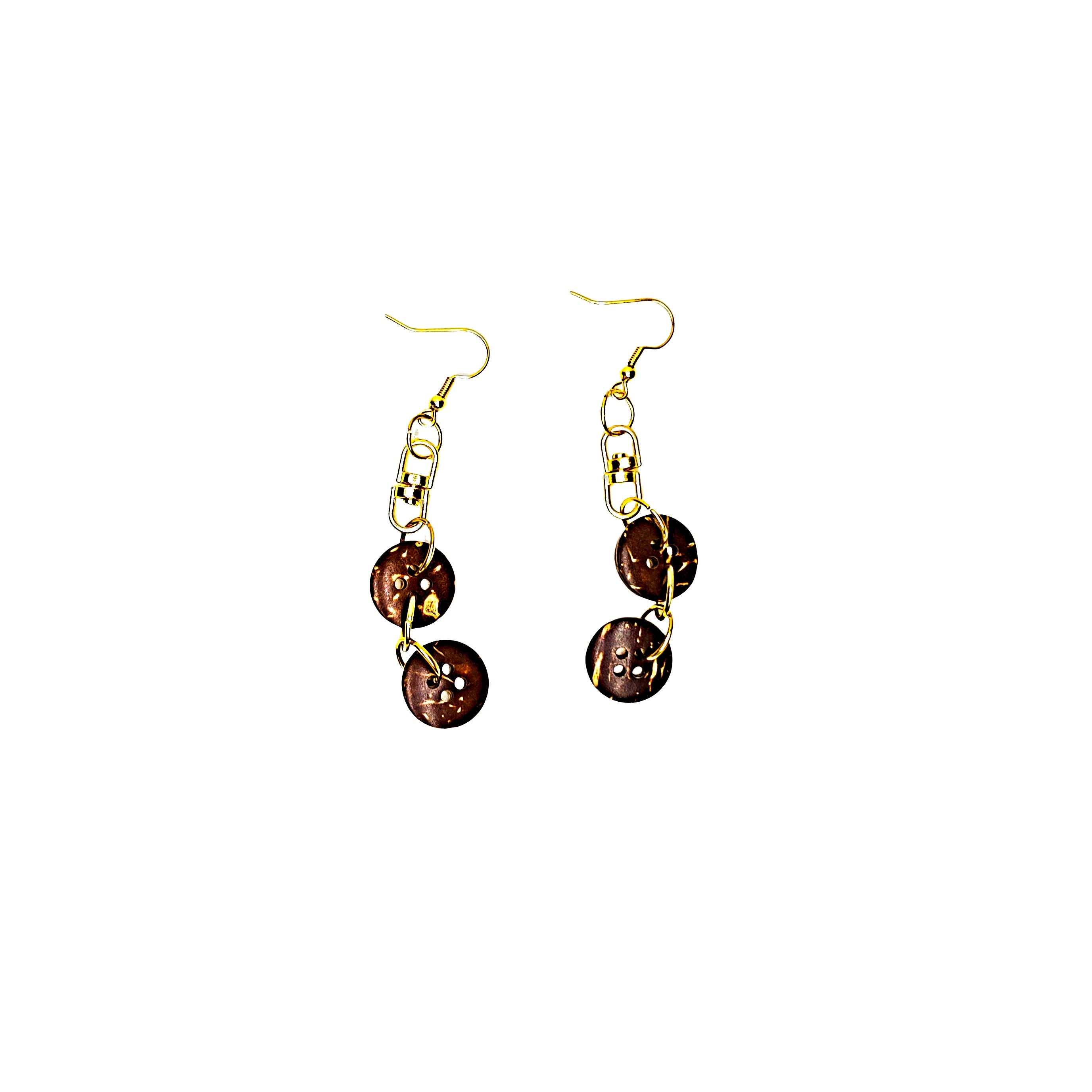 One of a Kind Dangling Coconut Shell Earring