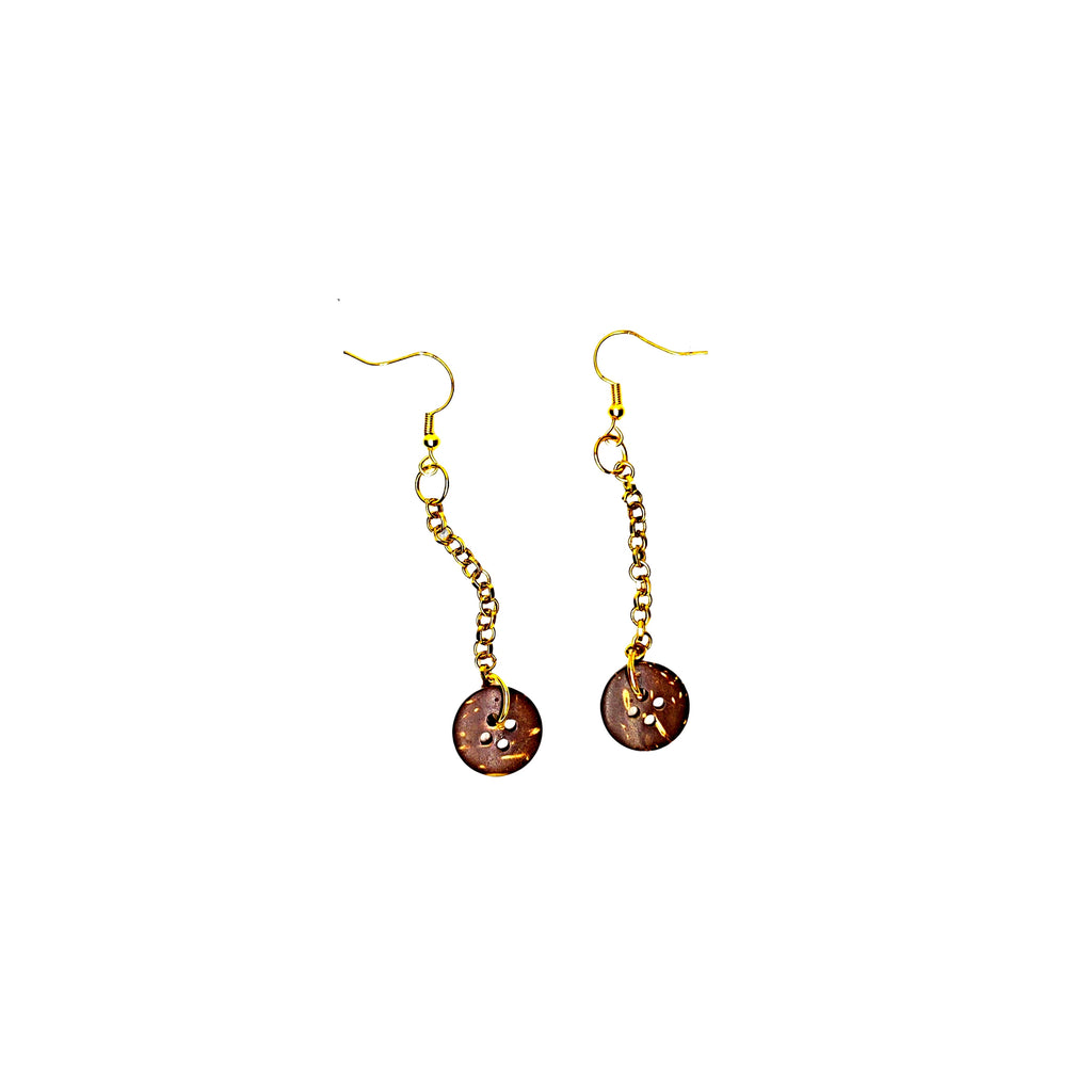 One of a Kind Dangling Coconut Shell Earring