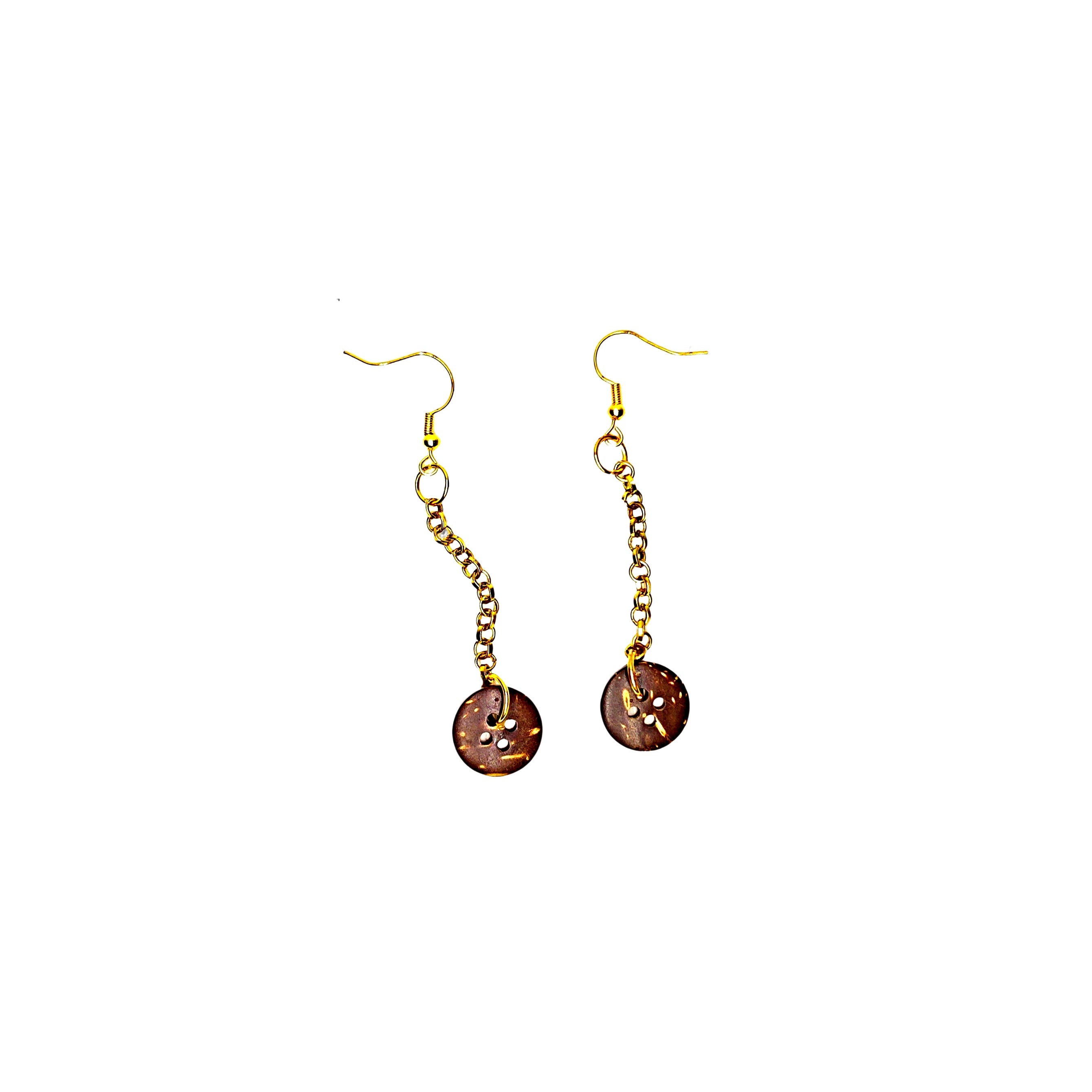 One of a Kind Dangling Coconut Shell Earring