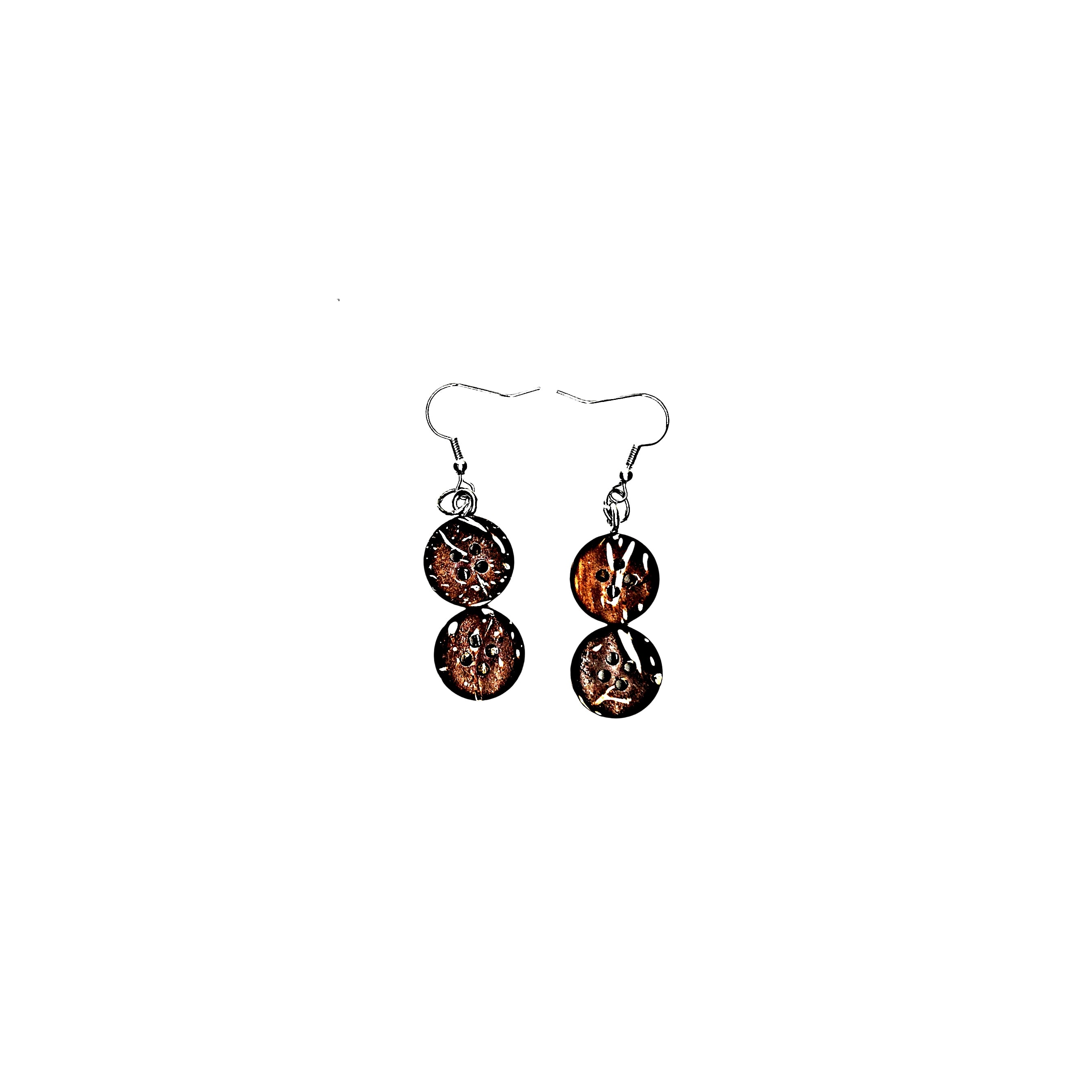 One of a Kind Dangling Coconut Shell Earring