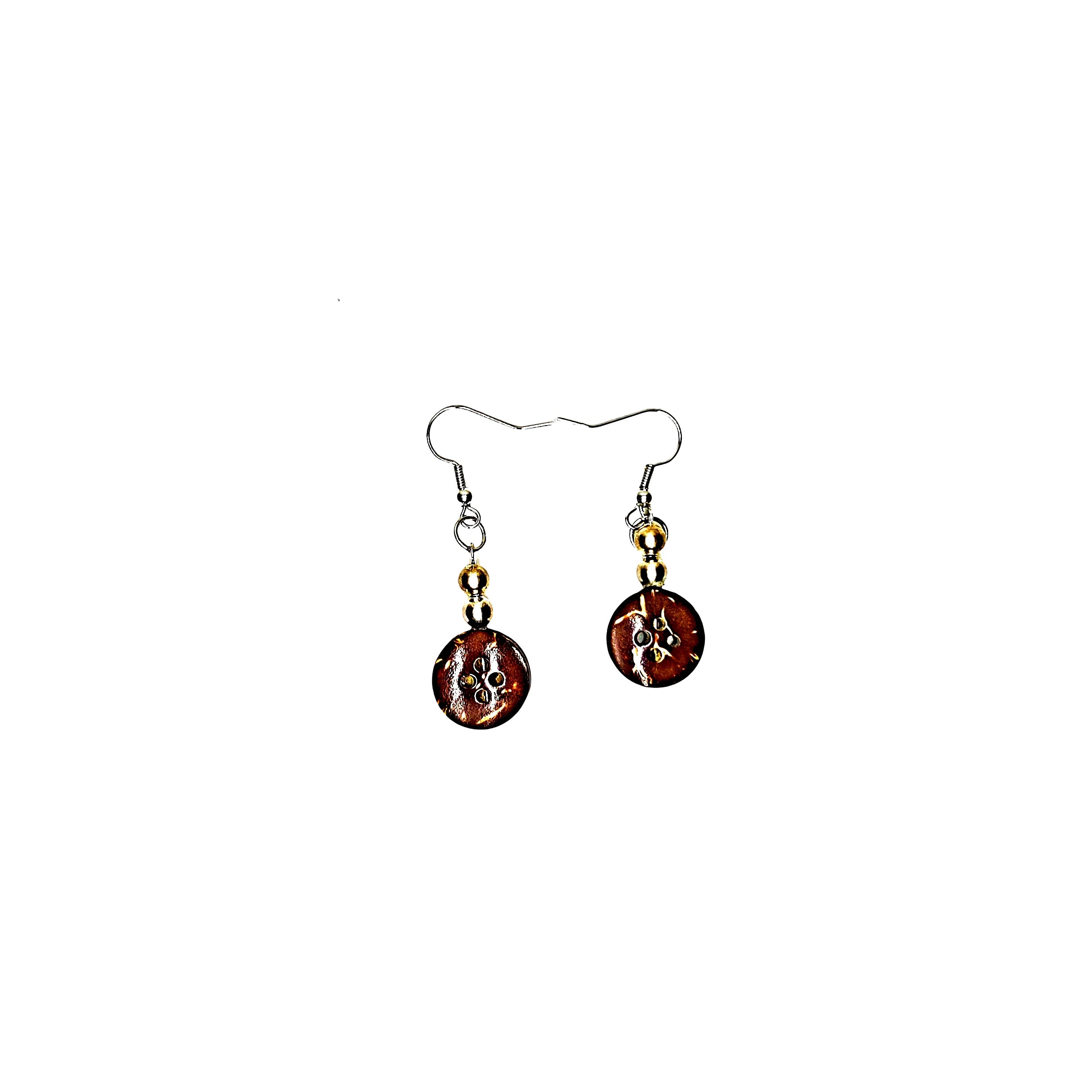 One of a Kind Dangling Coconut Shell Earring