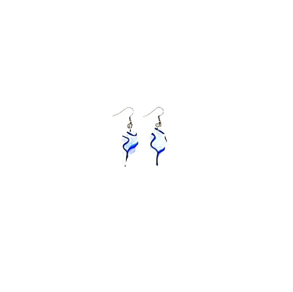 One of a Kind  Blue Waves Acrylic Earring