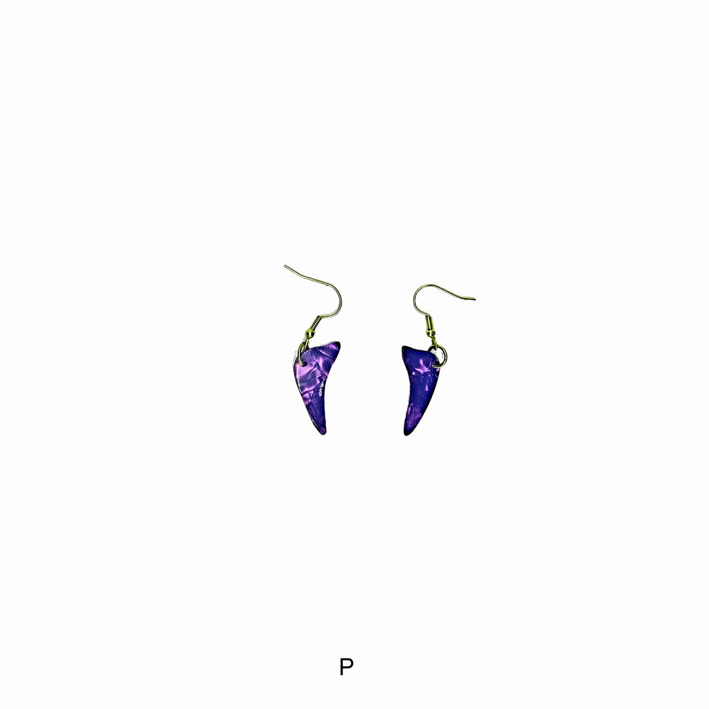 One of a Kind Purple Guitar Pick Earrings
