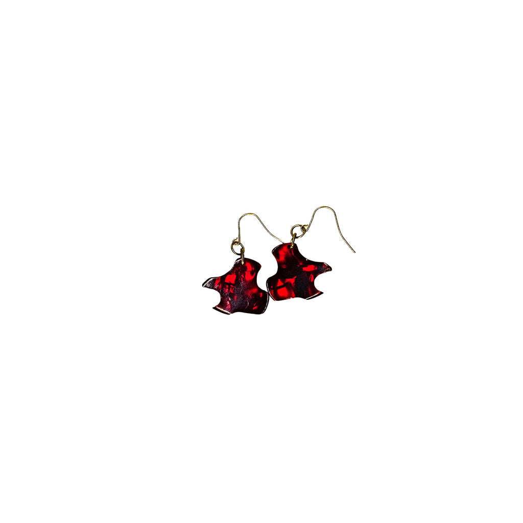 One of a Kind Red Guitar Pick Earrings