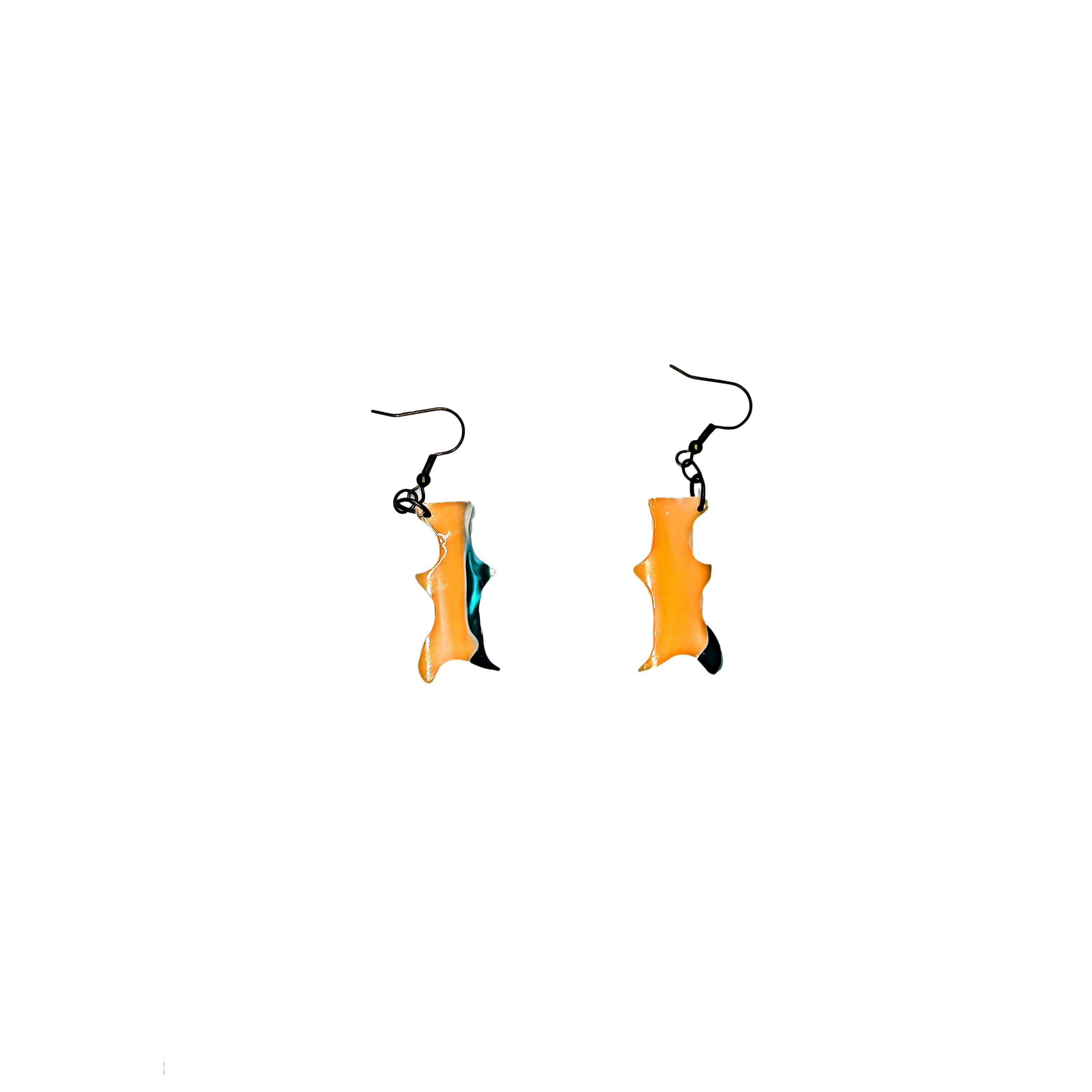 One of a Kind  Orange and Black Acrylic Earring