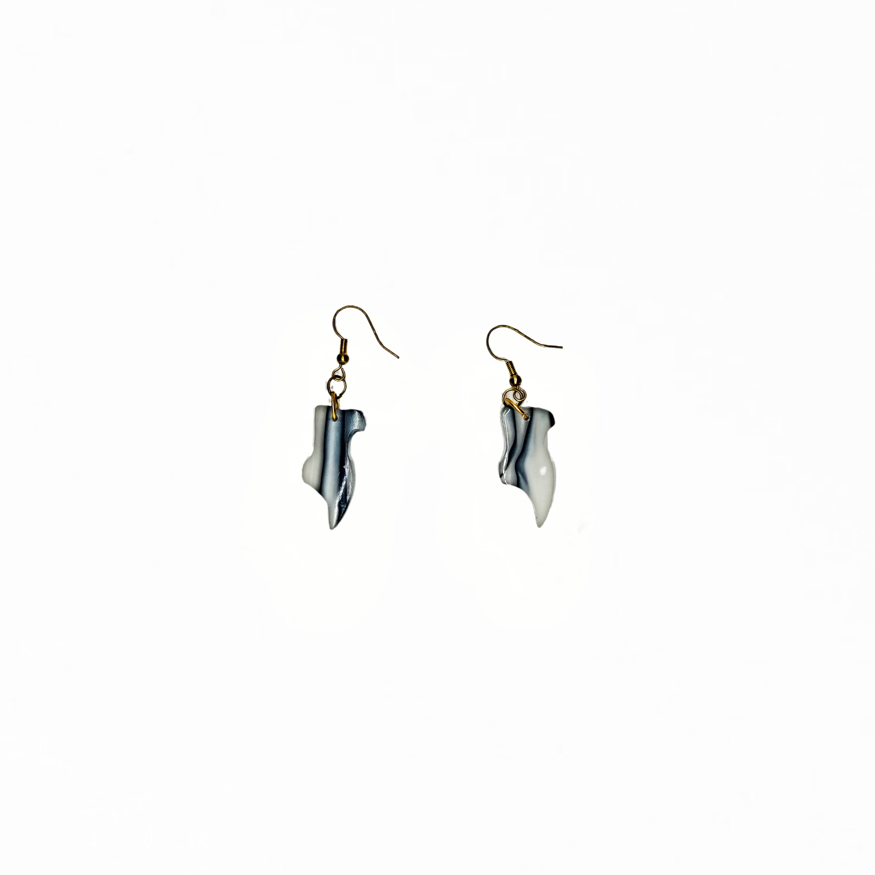 One of a Kind Black and White Marble Acrylic Earring